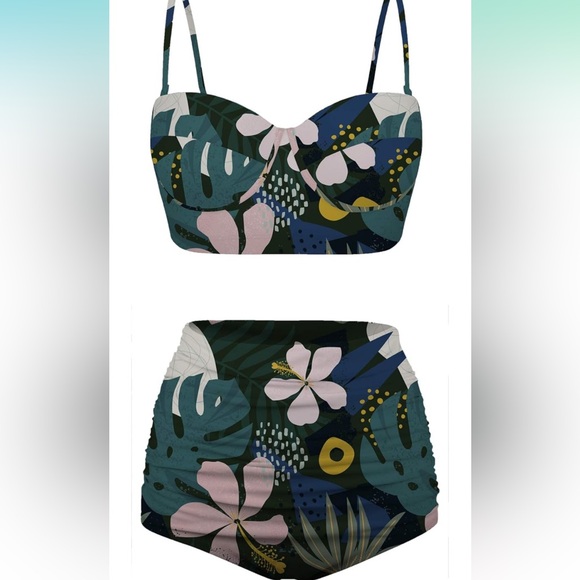 NWT Angrella Vintage Style Floral Bikini Set-XL - Picture 3 of 10